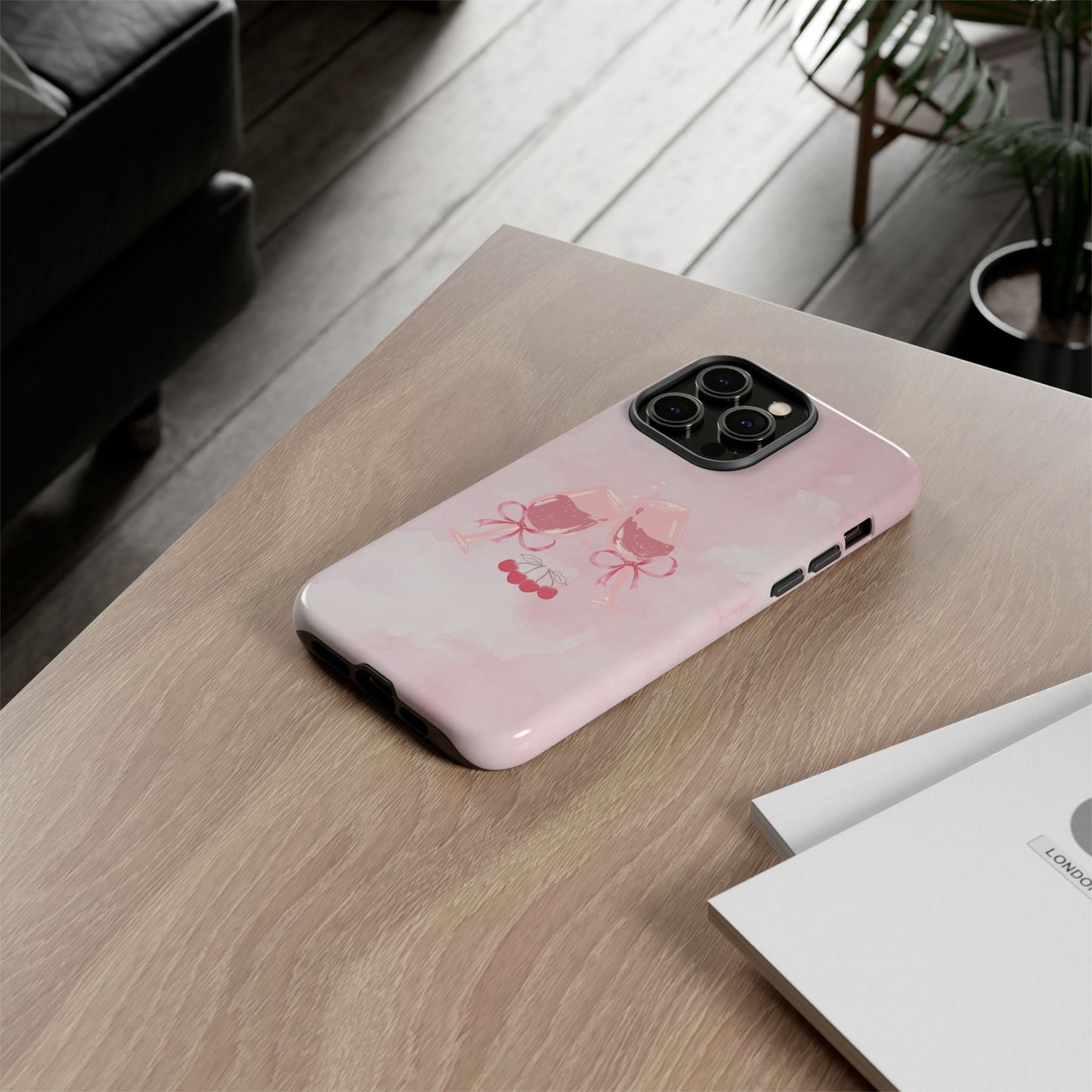 Stylish Wine Design Pink Phone Case