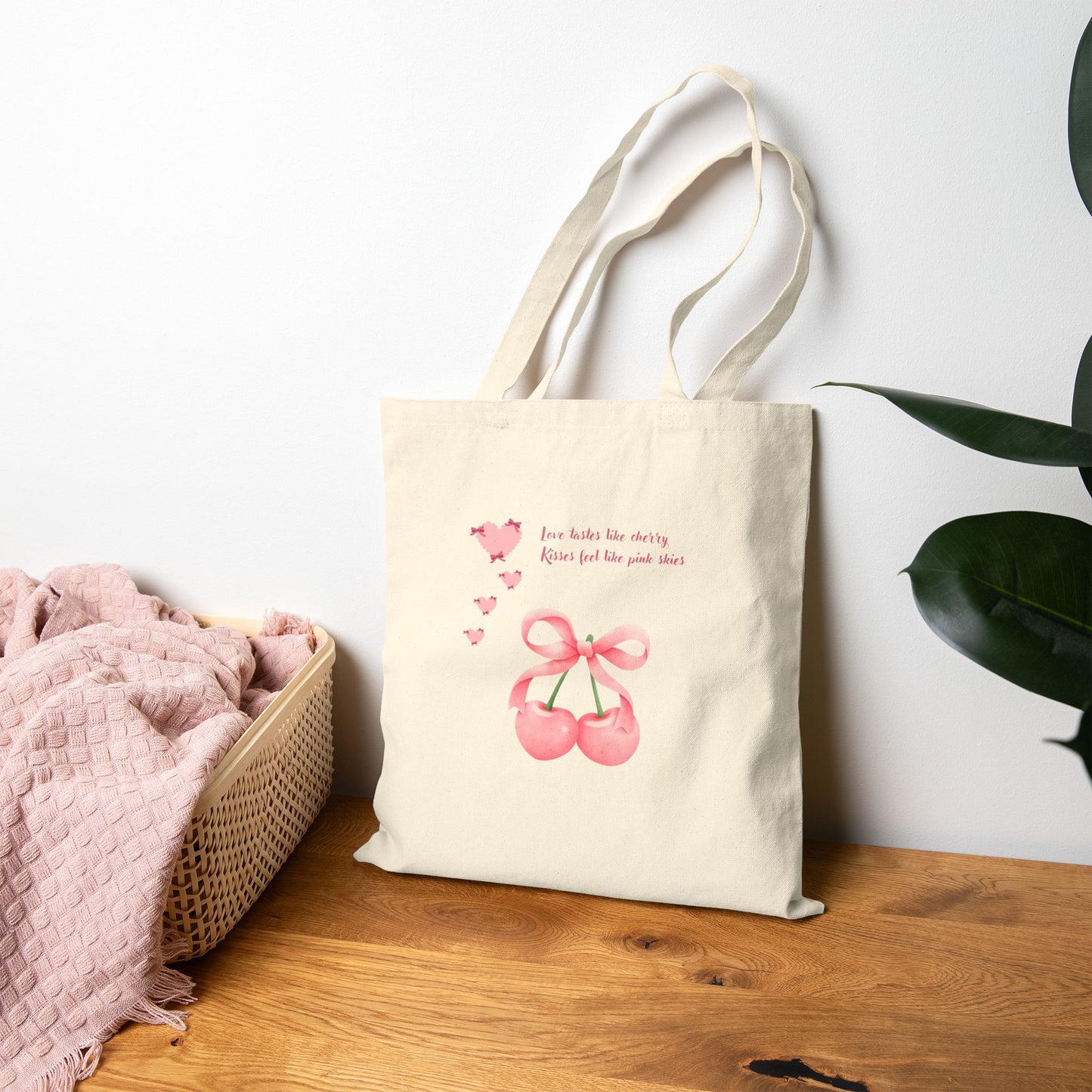 Stylish Cherry Love Tote Bag