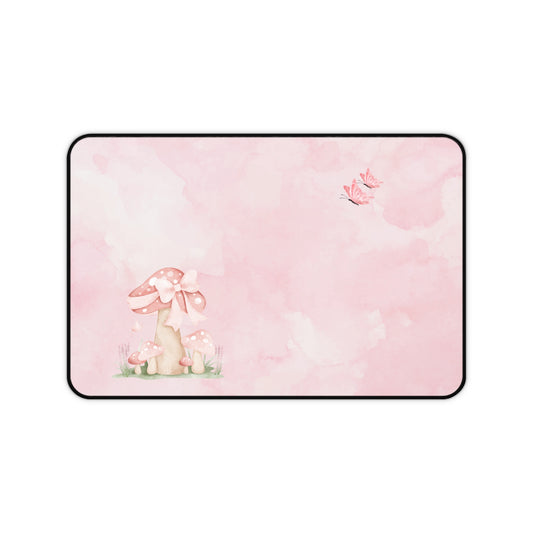 Pink Mushroom Desk Mat, Cute Office Decor, Unique Gift for Students, Nature-Inspired Workspace